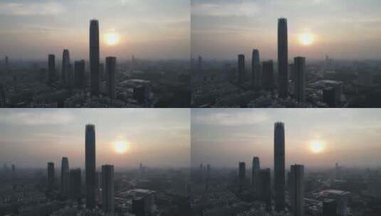 夕阳下的东莞第一高楼高清在线视频素材下载