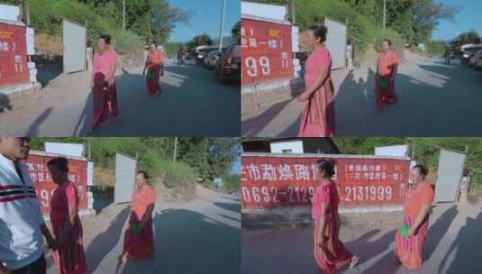 傣族视频云南德宏傣族妇女红色服装高清在线视频素材下载