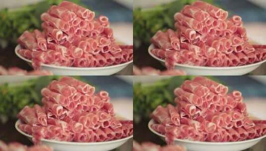 家庭聚餐吃羊肉卷涮羊肉高清在线视频素材下载
