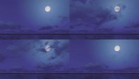 夜晚海洋 月亮高清在线视频素材下载