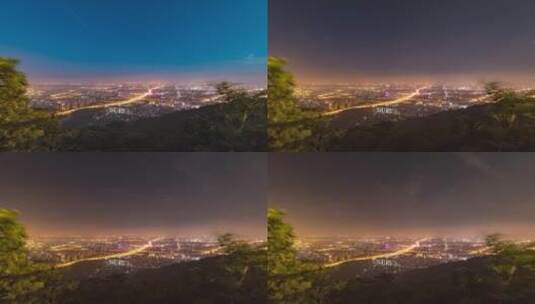 杭州城北半山日转夜车轨延时摄影高清在线视频素材下载