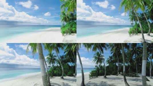 棕榈树下白色沙滩高清在线视频素材下载