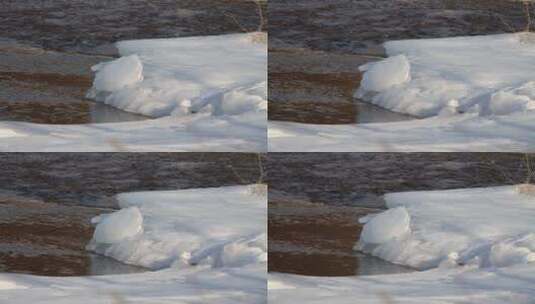 初春冰雪融化河流潺潺高清在线视频素材下载