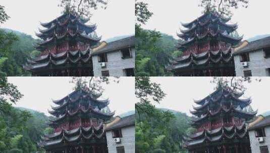 天台山高明寺禅院高清在线视频素材下载