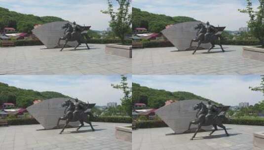 贞白广场雕塑高清在线视频素材下载