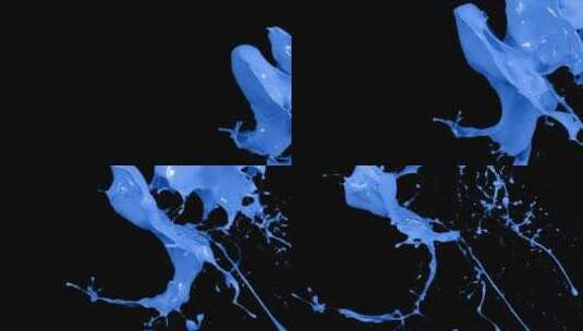蓝色液体颜料泼洒飞溅 (3)高清在线视频素材下载