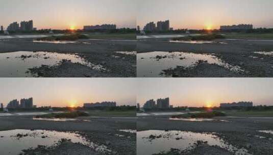 洛阳瀍河恒大绿洲李城桥东环桥航拍生态湿地高清在线视频素材下载