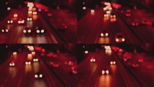 正前方拍摄北京五环主路夜景虚化高清在线视频素材下载
