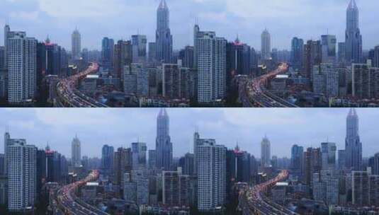 上海城市立交桥交通枢纽车流立体交通高清在线视频素材下载