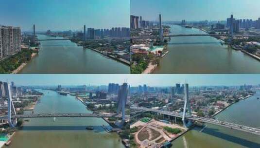 航拍广州鹤洞大桥2022年最新航拍高清在线视频素材下载