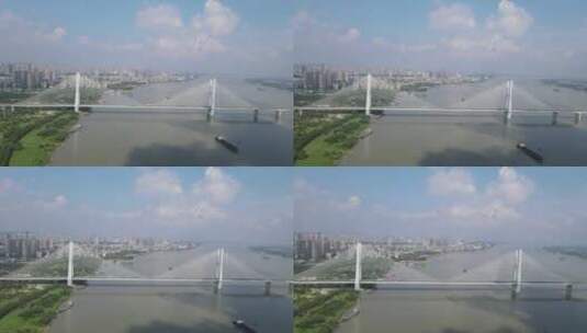 城市航拍湖北荆州长江大桥交通高清在线视频素材下载