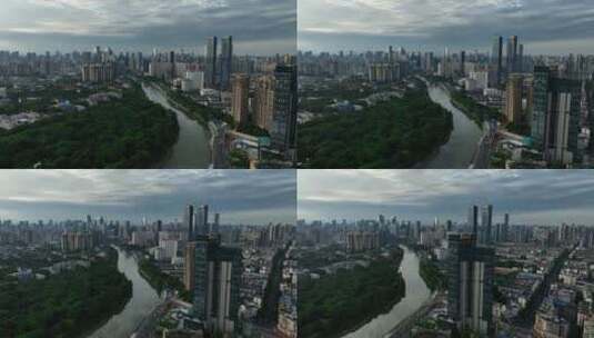 成都公园城市航拍锦江两岸风景高清在线视频素材下载