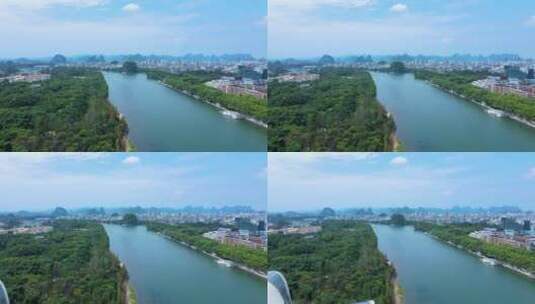 桂林市区航拍漓江风景城市风光漓江歌剧院高清在线视频素材下载