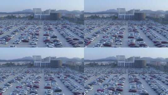 航拍比亚迪新能源汽车深圳厂区停车场 推楼高清在线视频素材下载