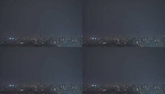 城市打雷闪电夜景下雨视频高清在线视频素材下载