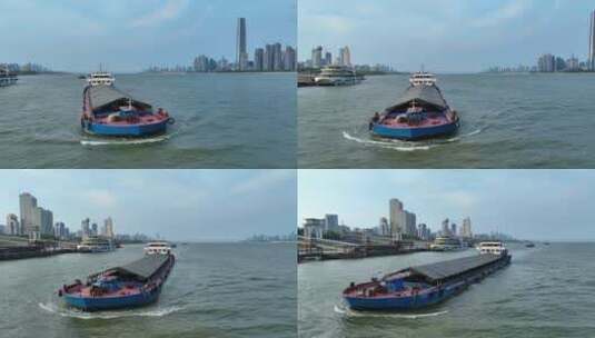长江货轮驶过武汉1长江游轮高清在线视频素材下载