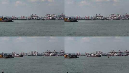 海岛港口码头集装箱物流塔吊高清在线视频素材下载