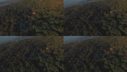寺庙视频云南山区黄昏深藏森林中寺院高清在线视频素材下载