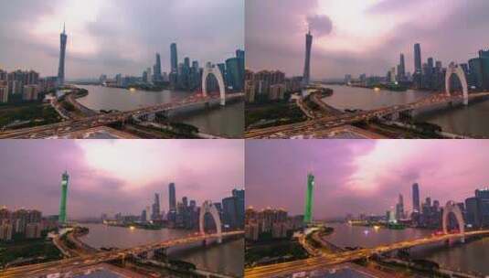 广州天河区珠江新城城市风光琶洲大桥高清在线视频素材下载
