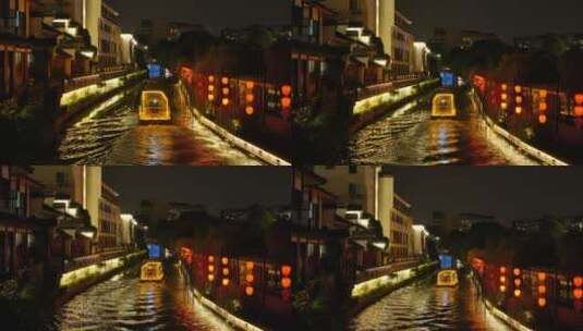 南京秦淮河附近历史人文景观夜景高清在线视频素材下载