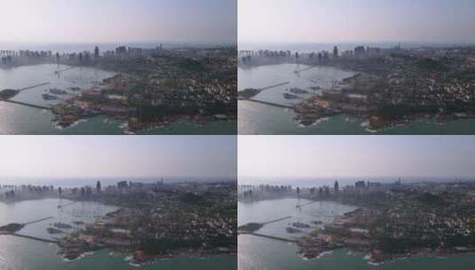 航拍青岛海岸线城市景观 4k高清在线视频素材下载