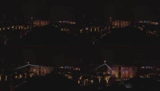 无锡蓉湖运河艺术公园夜景航拍高清在线视频素材下载