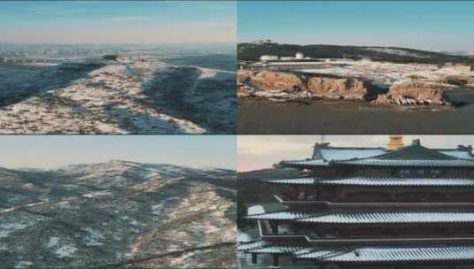 威海冬季千里海岸雪景视频合集竖屏高清在线视频素材下载