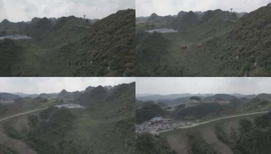 4K贵州省六盘水市梅花山航拍山顶景区缆车高清在线视频素材下载