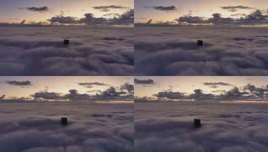 航拍云层日出云海-上海中心大厦上空高清在线视频素材下载