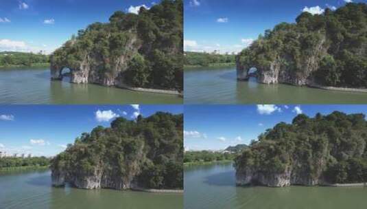 广西桂林象鼻山景区航拍高清在线视频素材下载
