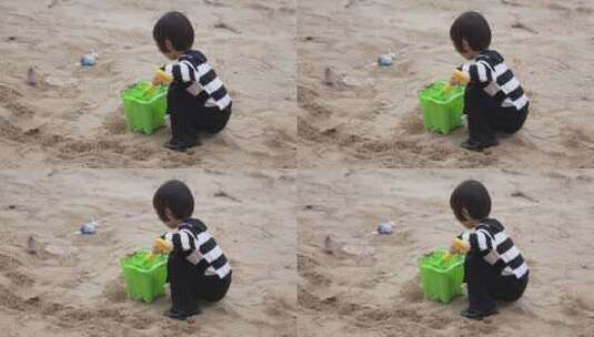 小孩沙滩玩耍02高清在线视频素材下载