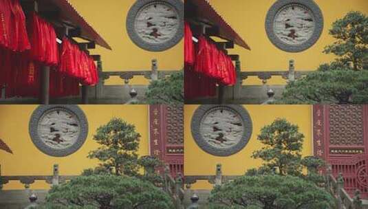 杭州上天竺寺庙黄墙高清在线视频素材下载