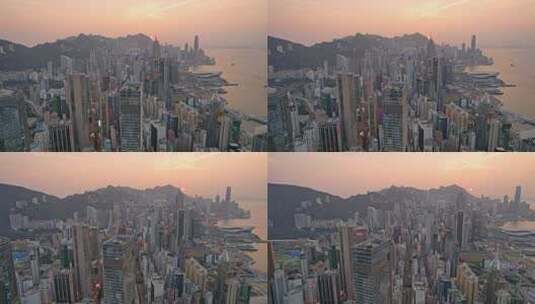 香港日落航拍高清在线视频素材下载