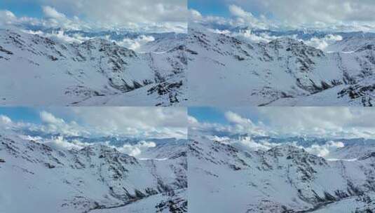 航拍四川阿坝岷山山脉小雪宝顶都日峰风光高清在线视频素材下载