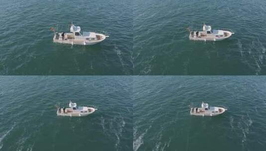 航拍渔夫在海洋中捕捞高清在线视频素材下载