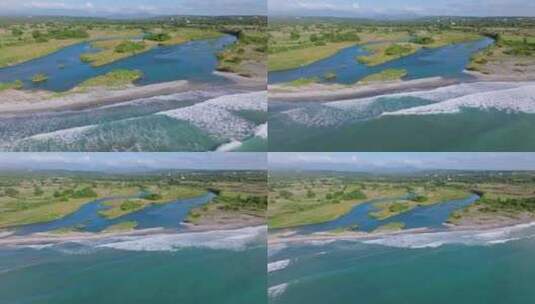 多米尼加共和国萨巴纳格兰德帕伦克夏季的尼藏河口、海滩和蓝色大海高清在线视频素材下载