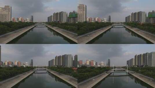 郑州地标 郑州北龙湖 金融岛高清在线视频素材下载