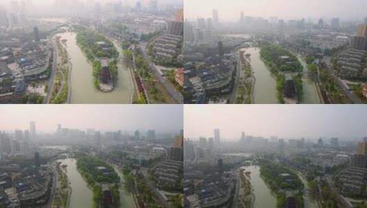 4k  航拍江苏淮安运河文化长廊风景区高清在线视频素材下载