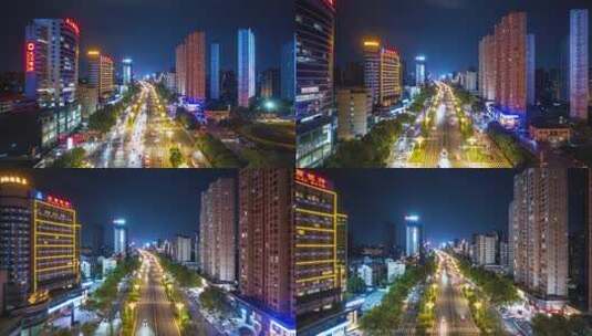 九江市长虹大道夜景航拍延时高清在线视频素材下载
