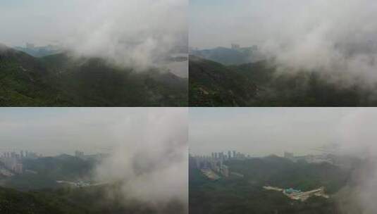 山顶雨雾航拍高清在线视频素材下载