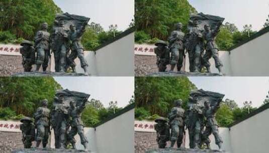 【4K超清】惠州东江纵队雕像大范围高清在线视频素材下载