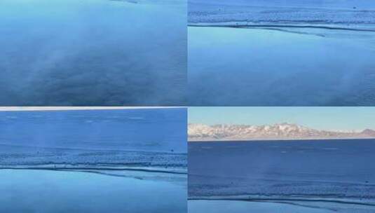 新疆冬天 雪山天山  冒热气的小水池高清在线视频素材下载