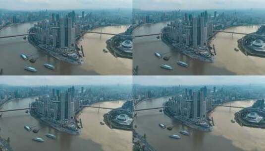 重庆来福士涨水航拍高清在线视频素材下载