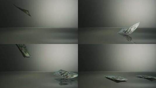 美元的钞票落在反光面上高清在线视频素材下载