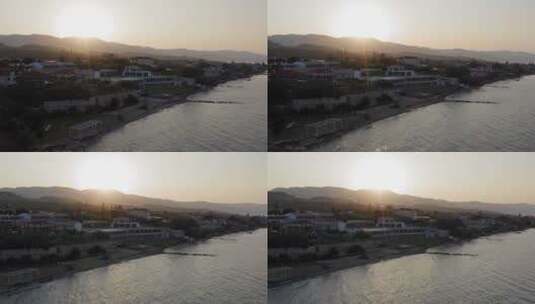 村庄上空的日落风景高清在线视频素材下载