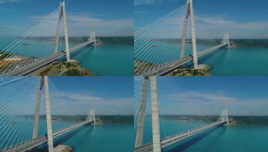航拍跨江大桥高清在线视频素材下载