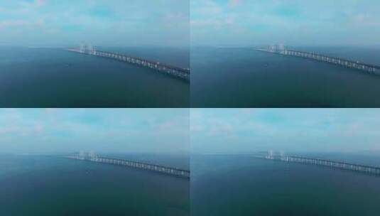 4K航拍山东青岛胶州湾大桥高清在线视频素材下载