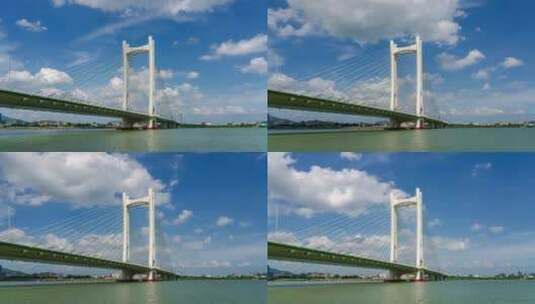 潮州潮州大桥蓝天白云延时高清在线视频素材下载