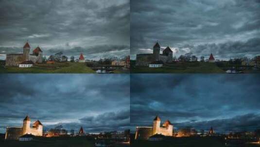 爱沙尼亚萨雷玛岛库雷萨雷。延时延时延时延时主教城堡傍晚高清在线视频素材下载