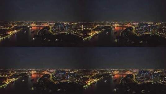 浙江宁波城市夜幕降临夜景灯光航拍高清在线视频素材下载